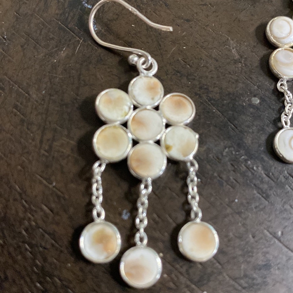 Shiva Shell Sterling Silver Dangle Pierced Earrin… - image 2